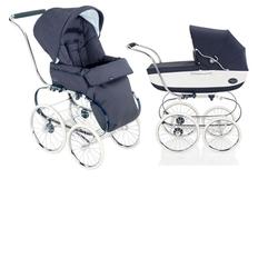 Inglesina AC06B1MAR- AB06B0VER- AE05A1000 Classica Complete Set- Pram Bassinet - Frame -Stroller Seat - Navy / White 2010