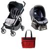 Peg Perego SIPRIMSTTIT Si Stroller Travel System With Matching Primo Viaggio Car Seat & Free Diaper Bag- Titanio Stripes Made in USA 