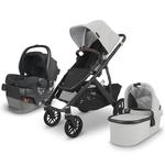 UPPAbaby VISTA V2 Stroller - ANTHONY  (white & grey chenille/carbon/chestnut leather) + MESA V2 Infant Car Seat - JAKE (charcoal)