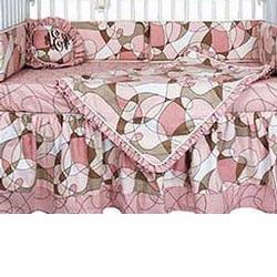 Hoohobbers Crib Bedding 4 Pc Set Cocoa Pink Free Shipping