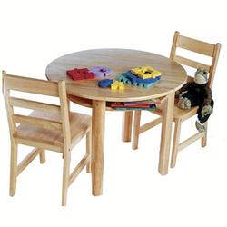 Lipper Child's Round Table w/shelf & Two Chairs 524 - Natural
