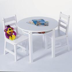 Child's Round Table w/shelf & 2 chairs 524W - White