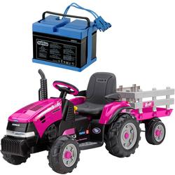 Peg Perego Case IH Magnum Tracktor Trailer With 12 Volt Battery and Charger - Pink