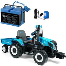 Peg Perego New Holland T8 Tractor and Trailer Blue with Spare 12 Volt Battery and Charger