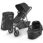 UPPAbaby Vista V2 Stroller - JAKE (black/carbon/black leather) + TravelBag for VISTA, VISTA V2, CRUZ, CRUZ V2