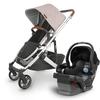 UPPAbaby CRUZ V2 Stroller - ALICE (dusty pink/silver/saddle leather) + MESA Infant Car Seat - JAKE (black)