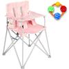 ciao! baby - Portable High Chair with Rattle Teether Toy - Blush