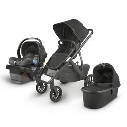 UPPAbaby VISTA V2 Stroller - Jake (Black/Carbon/Black Leather) + MESA Infant Car Seat - Jordan (Charcoal mélange) Merino Wool