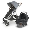 UPPAbaby CRUZ V2 Stroller - GREGORY (Blue melange/silver/saddle leather) + MESA V2 Infant Car Seat - JAKE (charcoal)