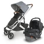 UPPAbaby CRUZ V2 Stroller - GREGORY (Blue melange/silver/saddle leather) + MESA V2 Infant Car Seat - JAKE (charcoal)