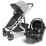 UPPAbaby Cruz V2 Stroller -Stella (Grey Brushed mélange/Silver/Chestnut Leather) + MESA Infant Car Seat - Jake (Black)