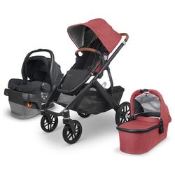 UPPAbaby Vista V2 Stroller - Lucy (Rosewood mélange/Carbon/Saddle Leather) + MESA V2 Infant Car Seat - Jake (Charcoal)